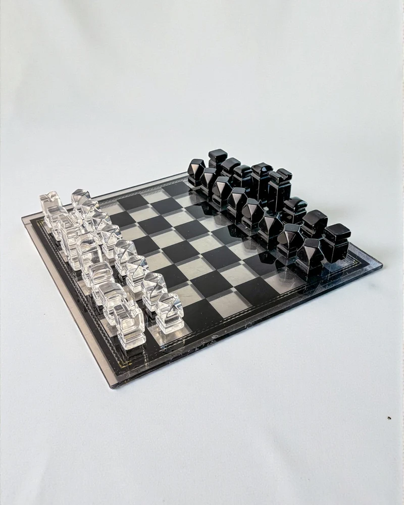 Felice Antonio Botta Acrylic Chessboard, Italy, 70s