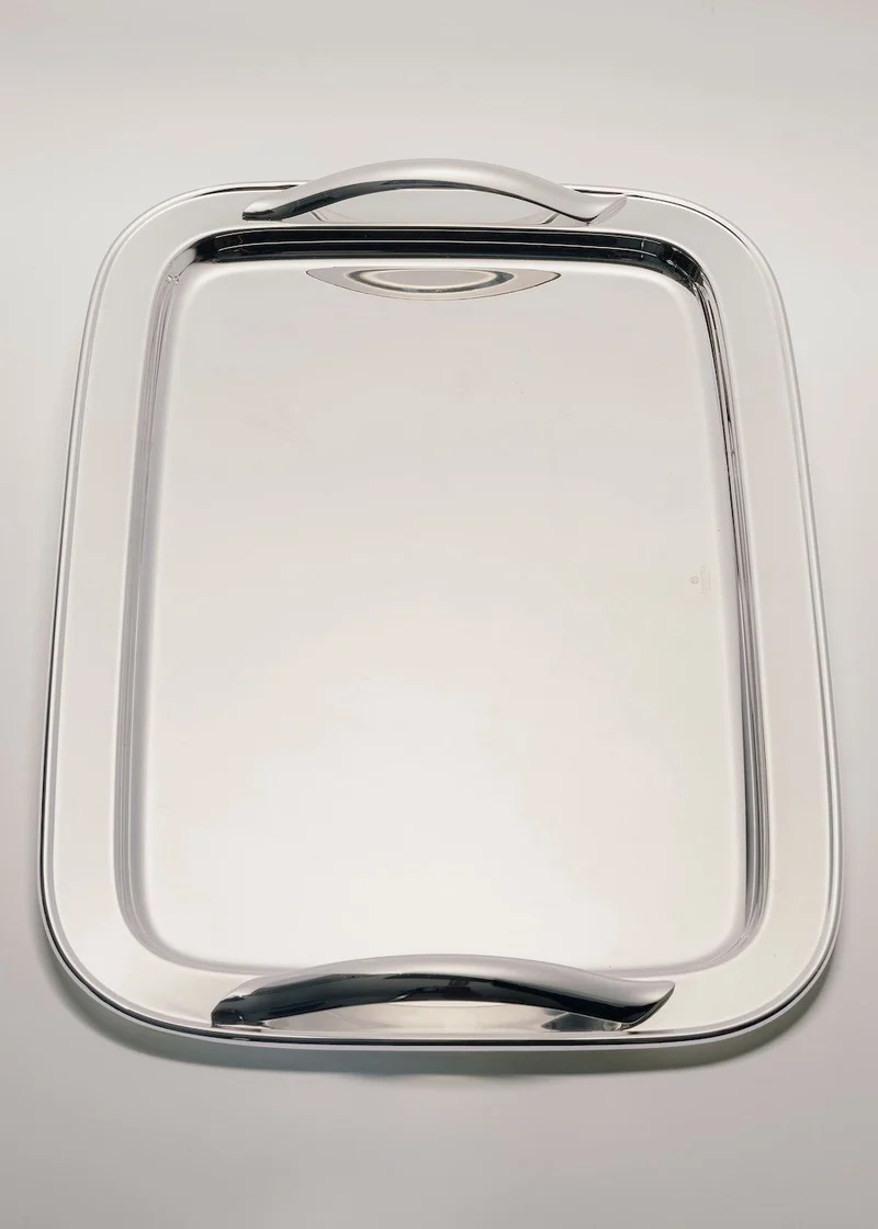 Silver Serving Tray with Handles