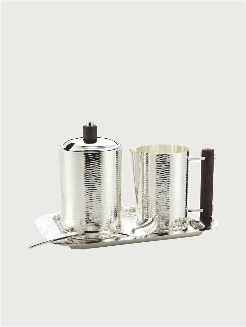 Silver-plated breakfast set with Ebony wood
