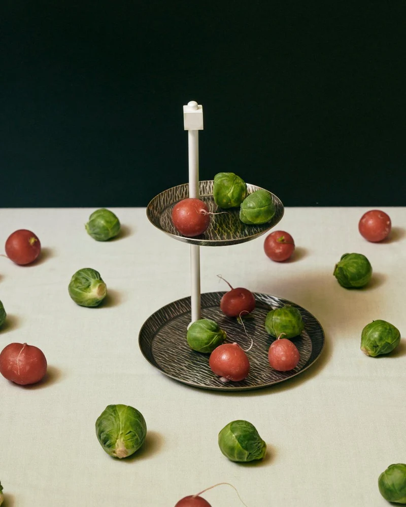 Cake Stand in Burnished White Bronze