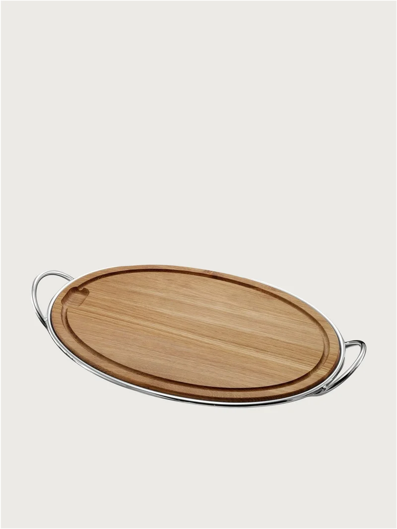Oval cutting Board with metal support