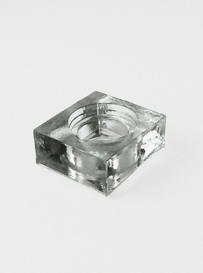 Massive Ice Glass Large Ashtray Bowl