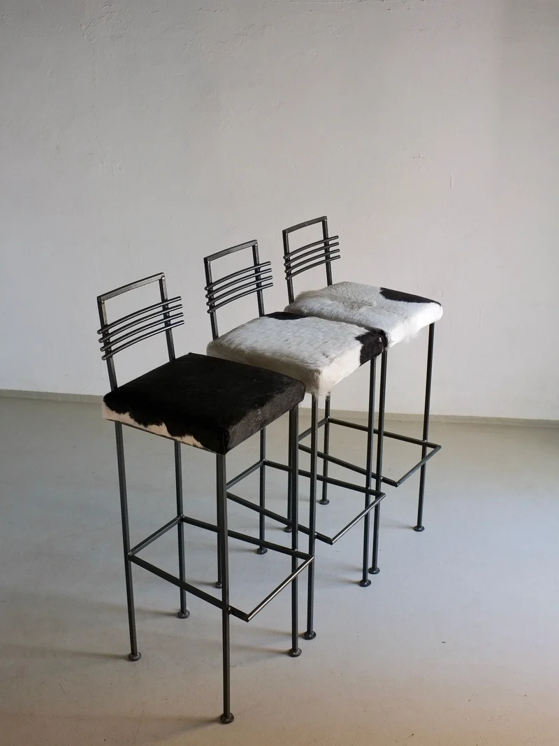 3 Wrought Iron Bar Stools by Olsson & Dam 1990s