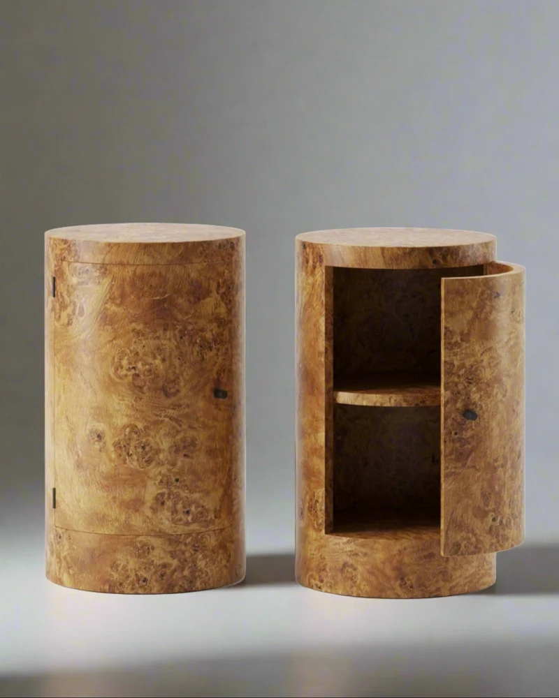 Pair of Constant Nightstand in Poplar Burl