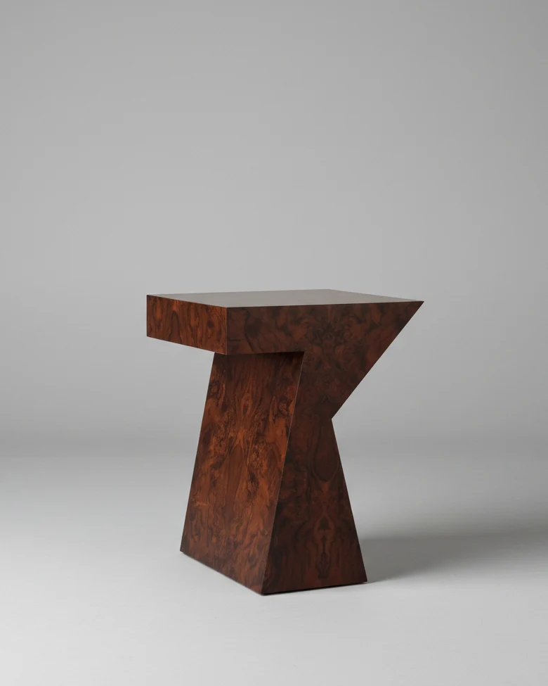 "Columbina" Side Table in Walnut Burl Veneer