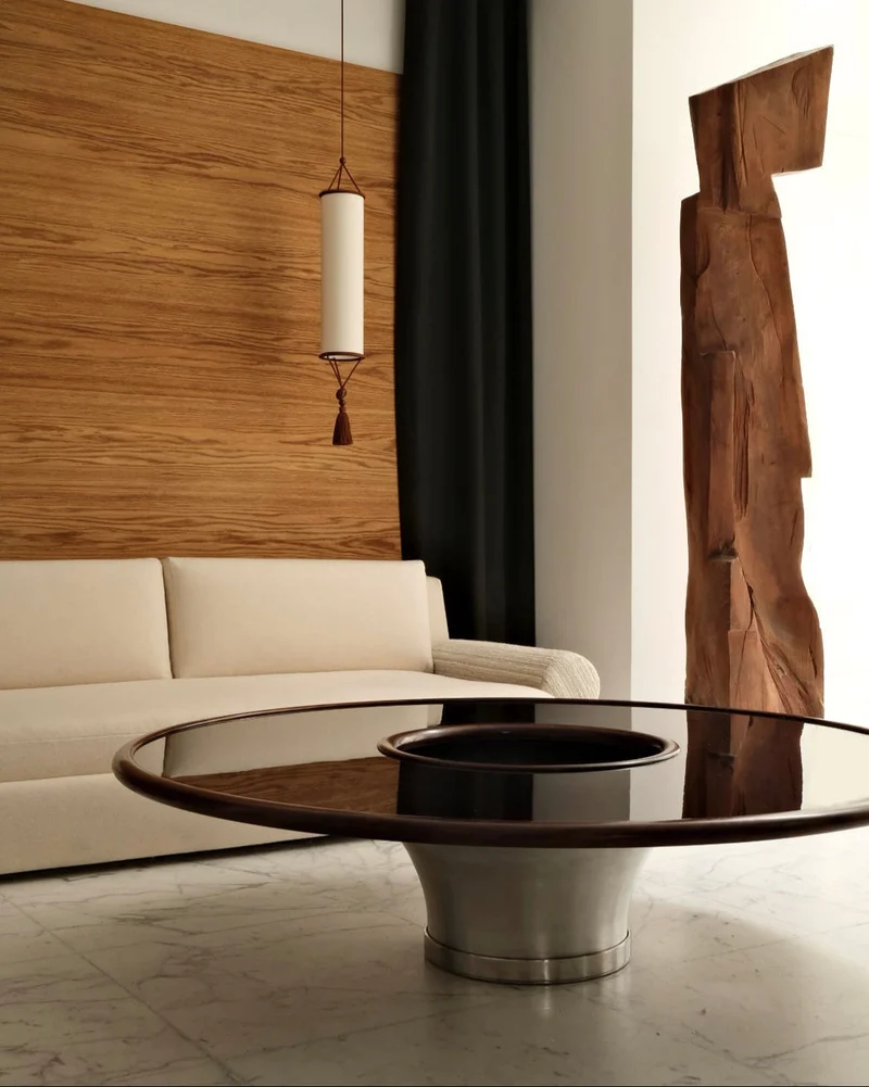 "Loulou" Coffee Table, lacquer, walnut and stainless steel