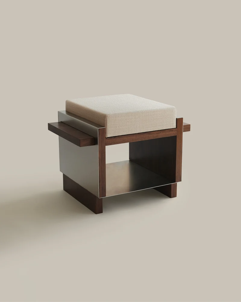 B1 STOOL in Wood and Stainless Steel