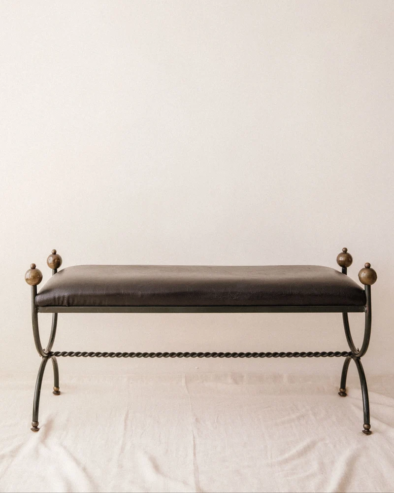 Mid-Century Wrought Iron Bench
