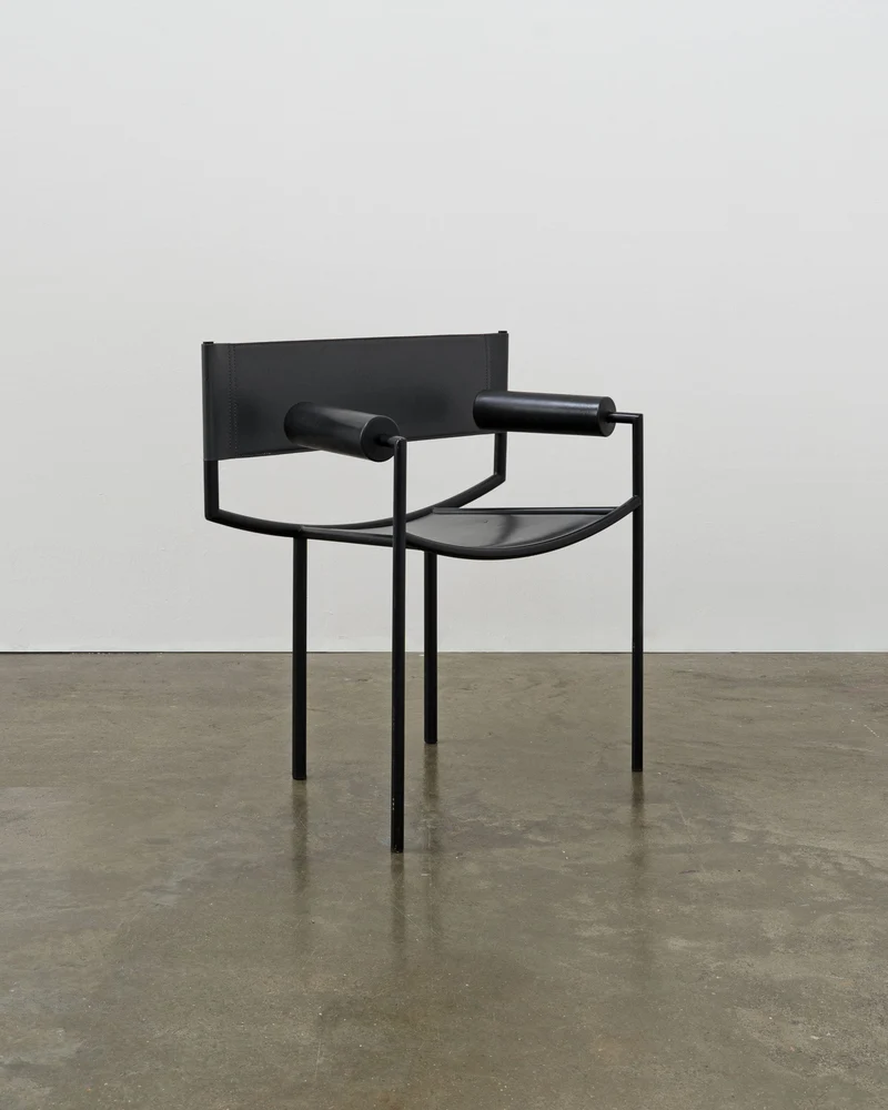 Postmodern Leather and Steel Chair, 1980s