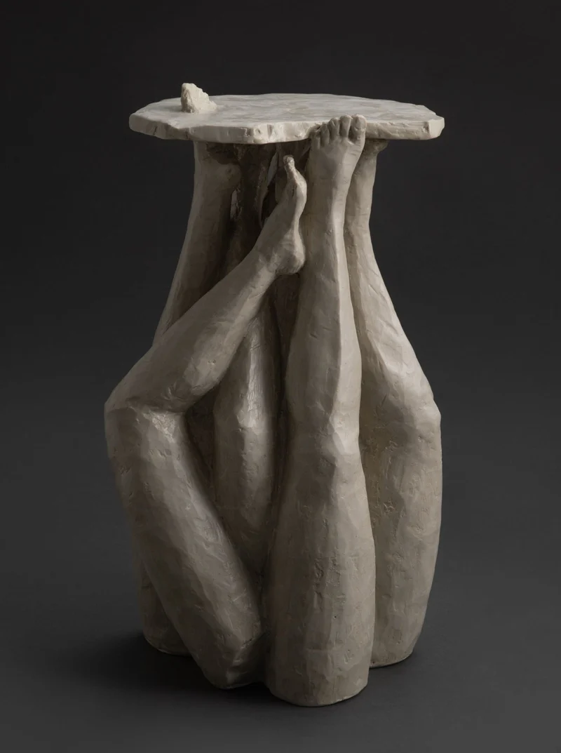 Contemporary Sculptural Side Table in Resin and Stone – Septem by Marcela Cure