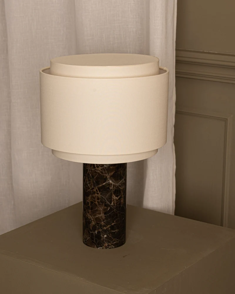 'Pipito Duoble' Table Lamp in Brown Marble