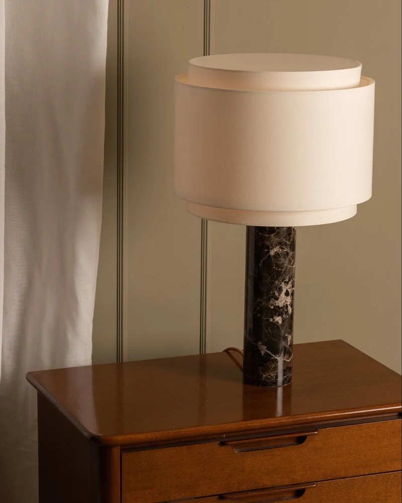 'Pipo Duoble' Table Lamp in Brown Marble