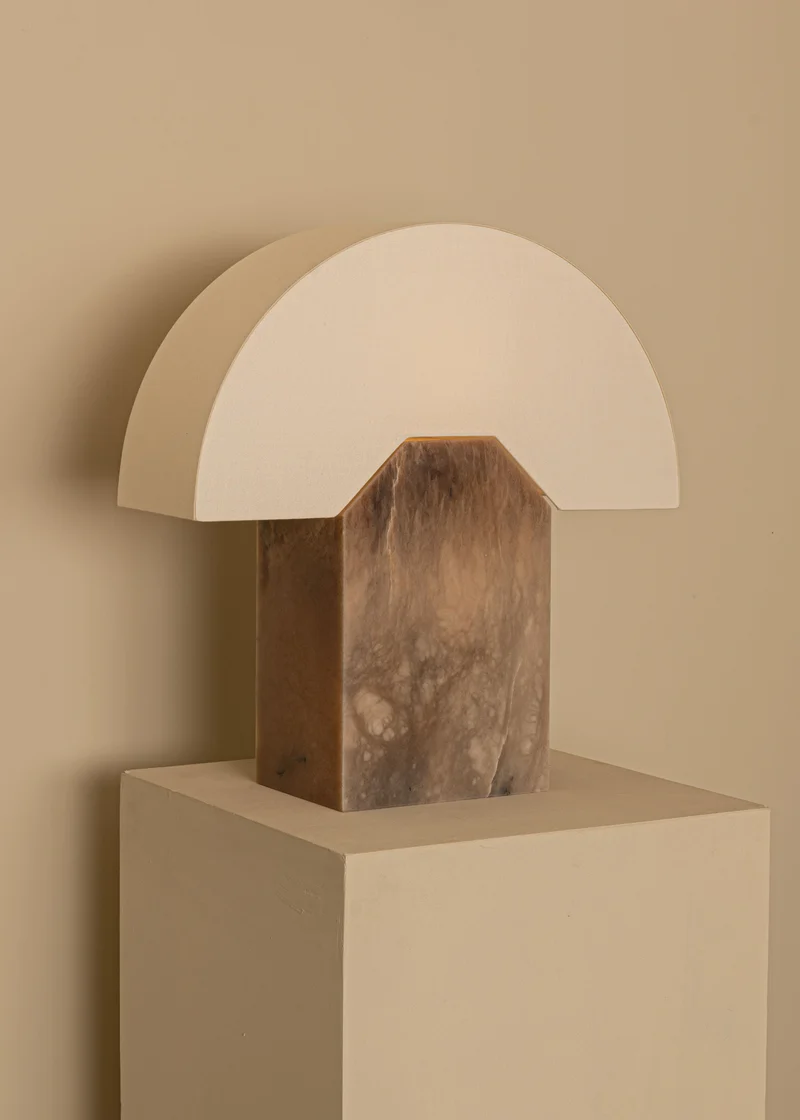 'Edna' Table Lamp in Tobacco Alabaster