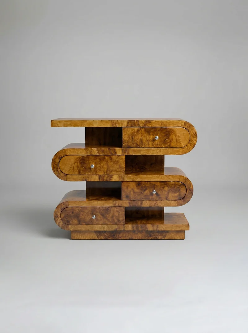 'Hebi Drawers' Olive Burl Wood Console