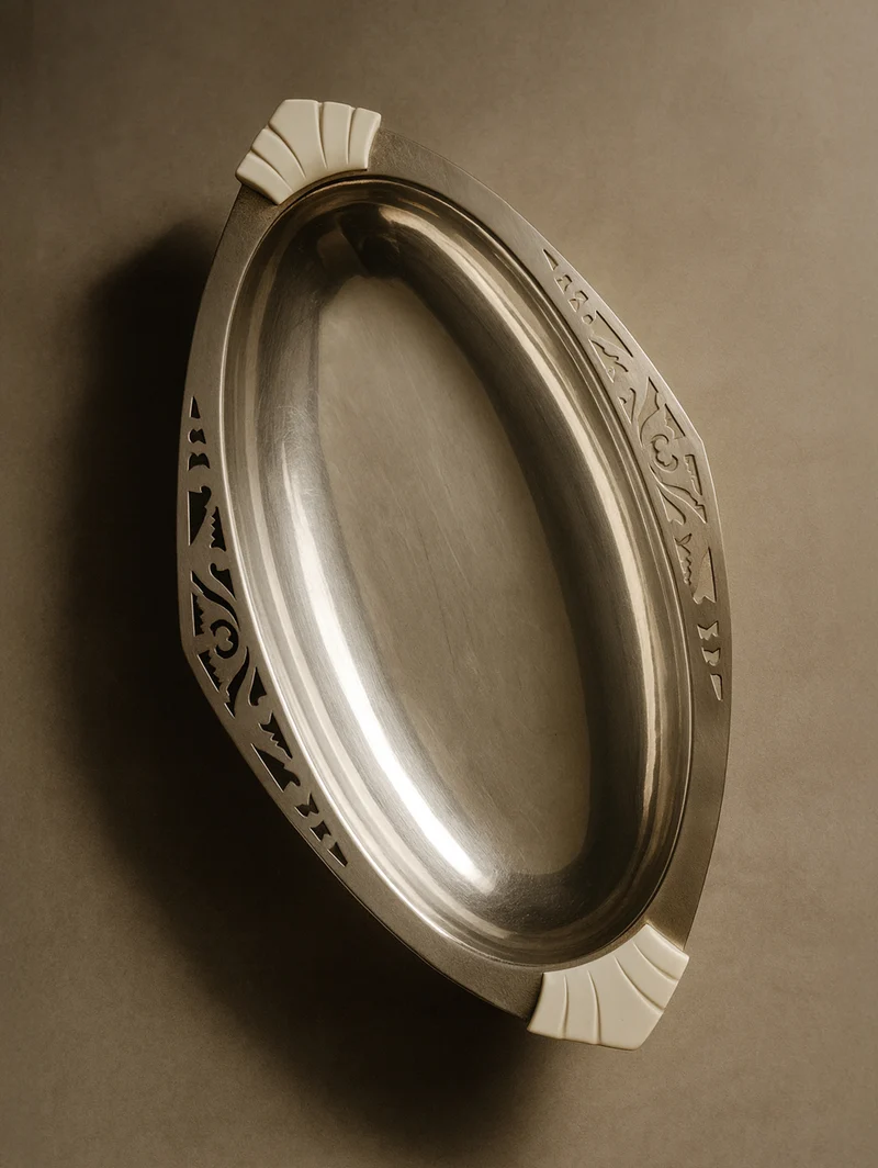 Art Deco Plate with Bakelite Grip, 1930s