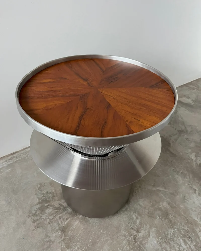 Wood and Stainless Steel V60 Side Table