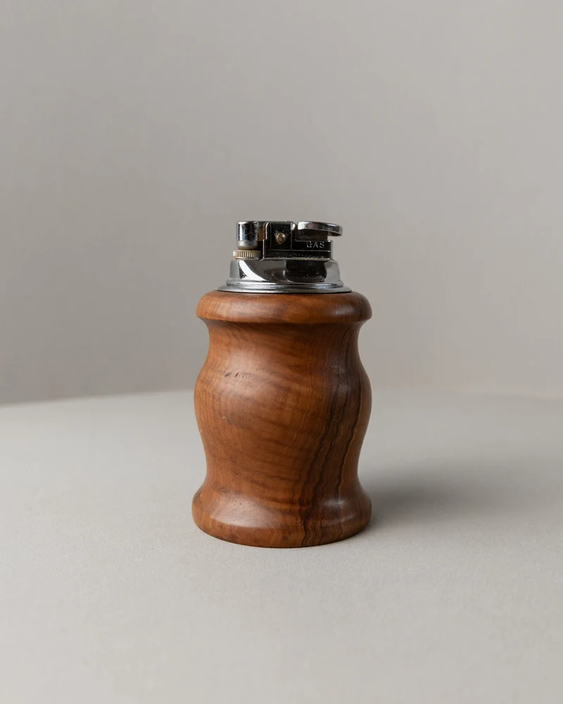 Curved Wooden Table Lighter, Italy 1960s