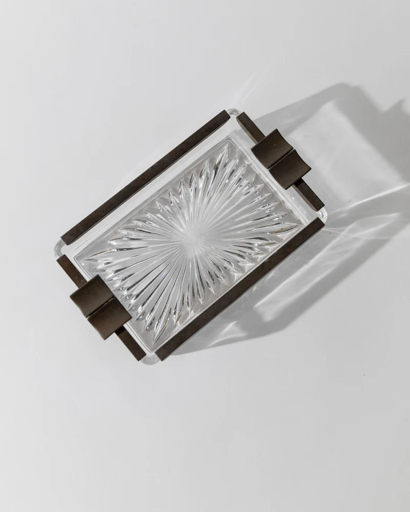 Art Deco Crystal Glass Ashtray, Italy 1930s
