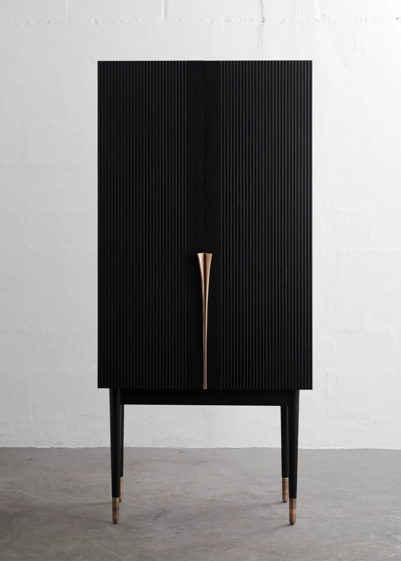 PERFIDIA_01 Bar Cabinet in Solid Wood and Casted Bronze Details