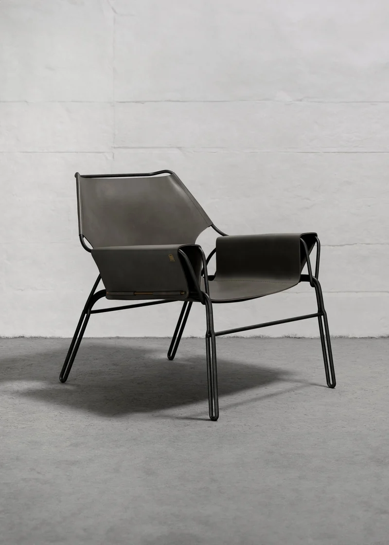 PERFIDIA_02 Olivo Thick Leather Sling Lounge Chair
