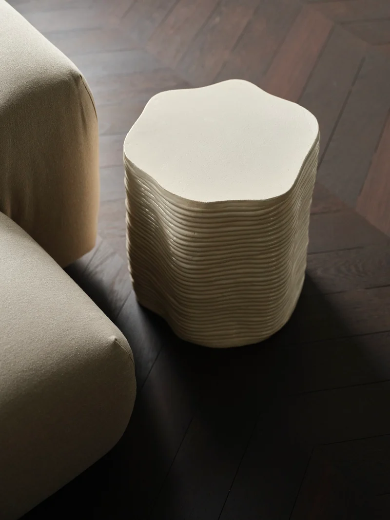 Handsculpted Ceramic Stool Cream