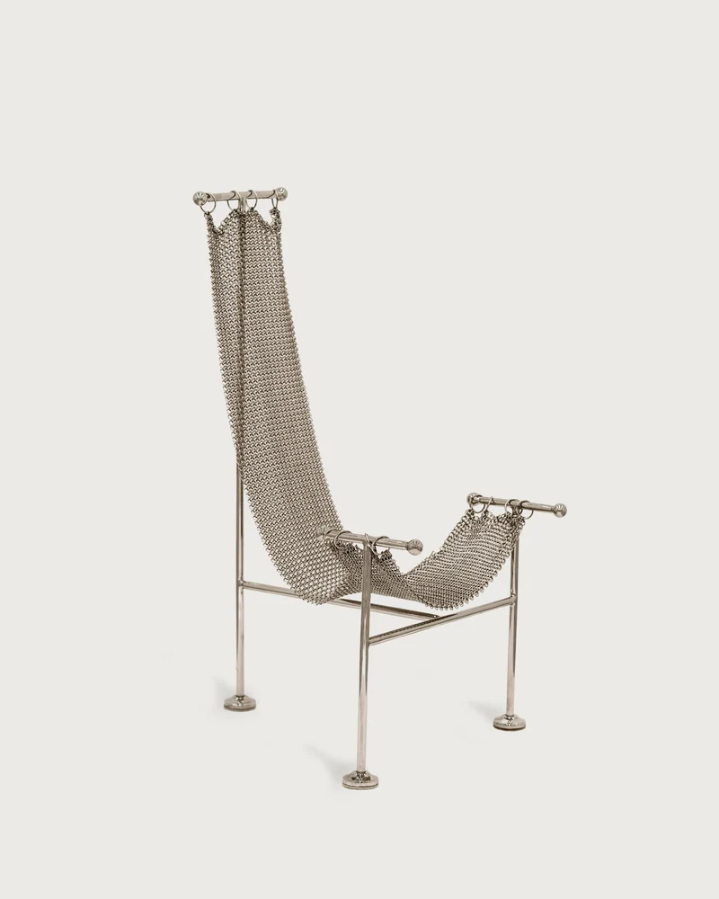 Chainmail Sculptural Armchair in Metal and Steel