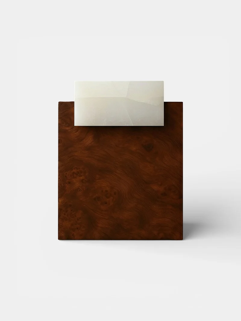Gaia Burl Wood and White Onyx End Table
