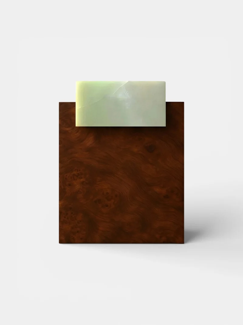 Gaia Burl Wood and Green Onyx Side Table