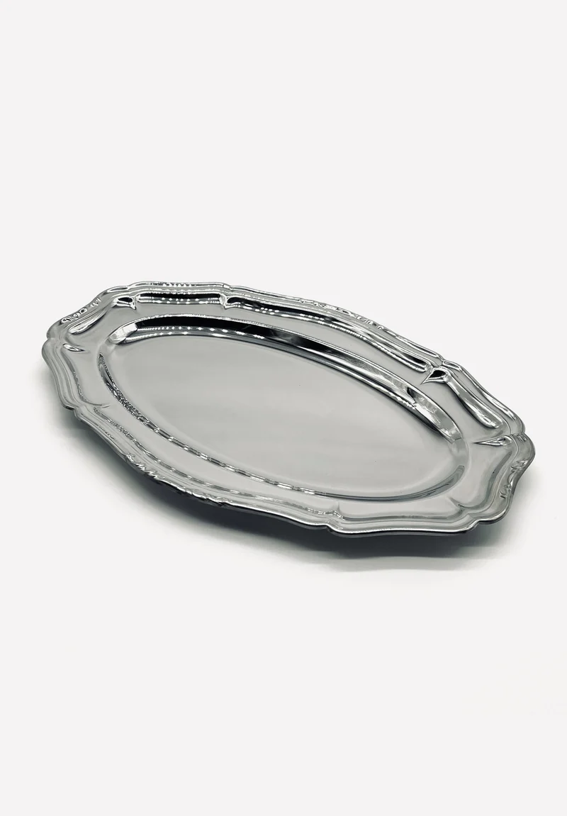 Vintage large serving dish in stainless steel