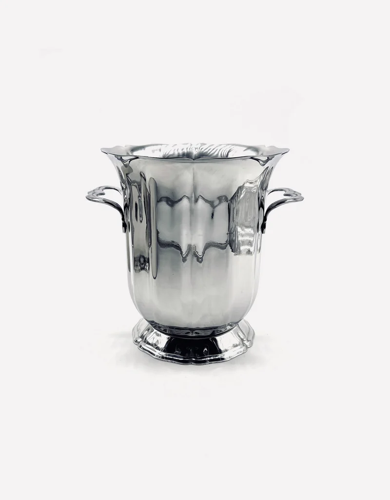 Vintage champagne cooler in stainless steel