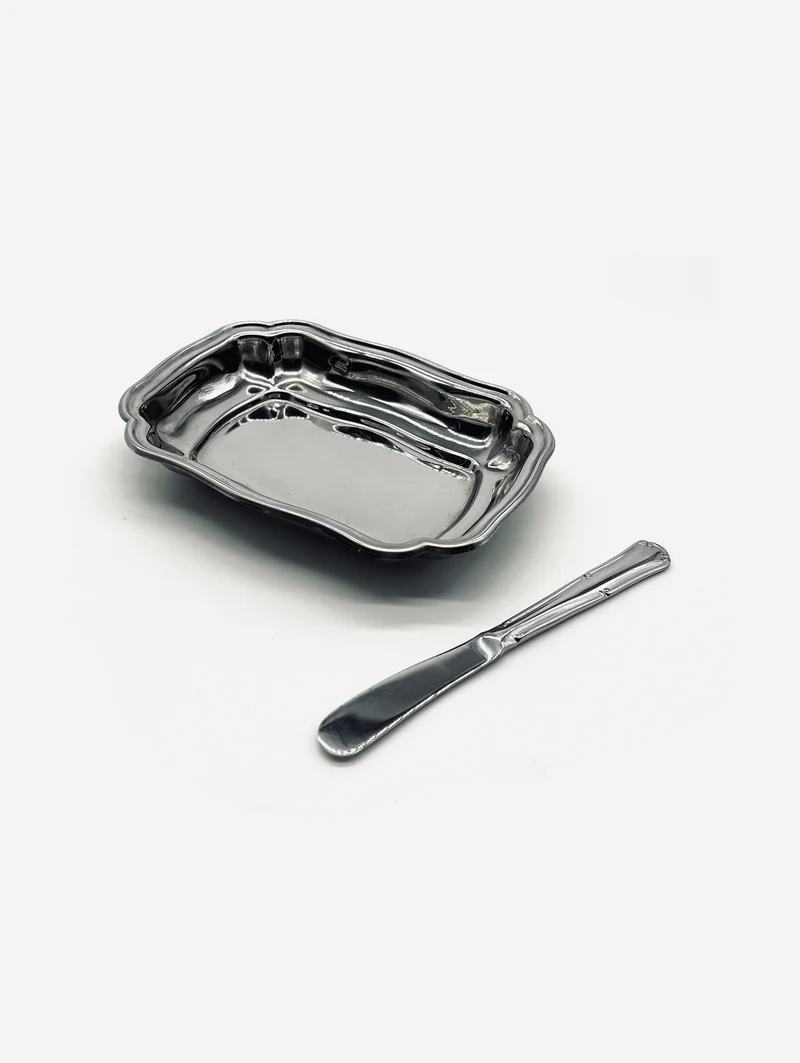 Vintage butter dish in stainless steel