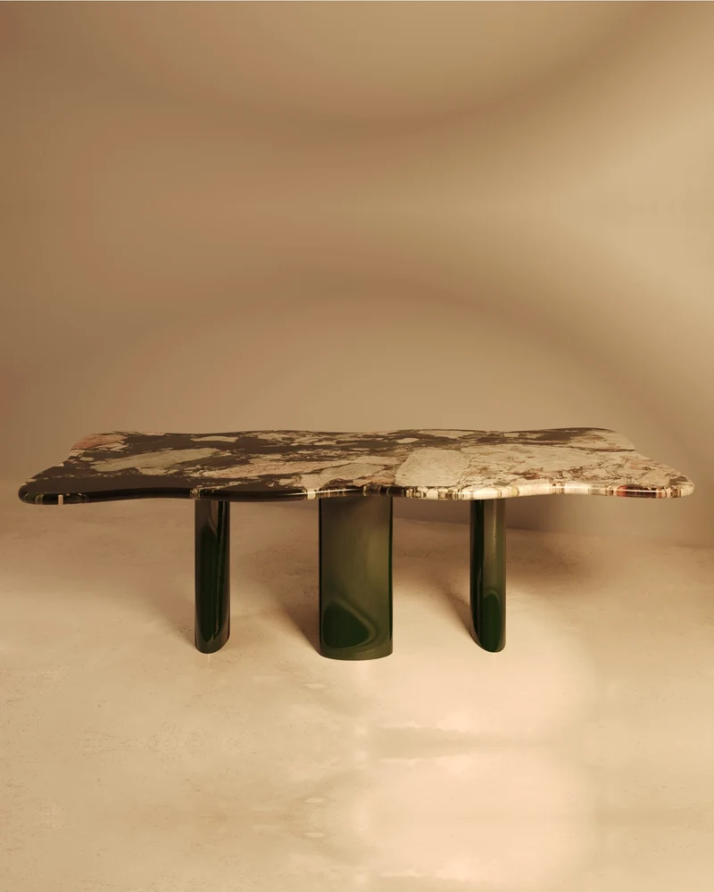 MOJÉ Green Edition – Glossy Lacquered Base, Patagonia Marble Top