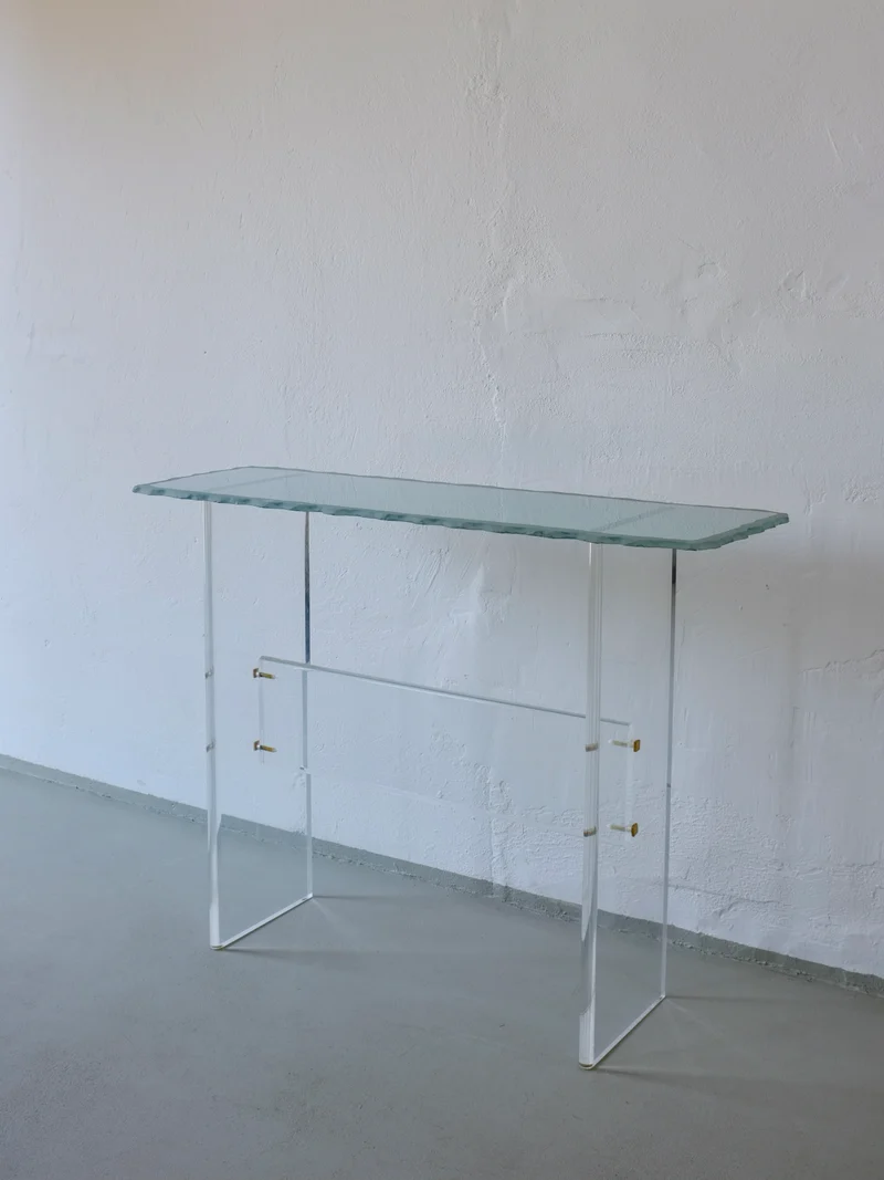 Sculptural Glass and Lucite Console Table, Italy, 1980s