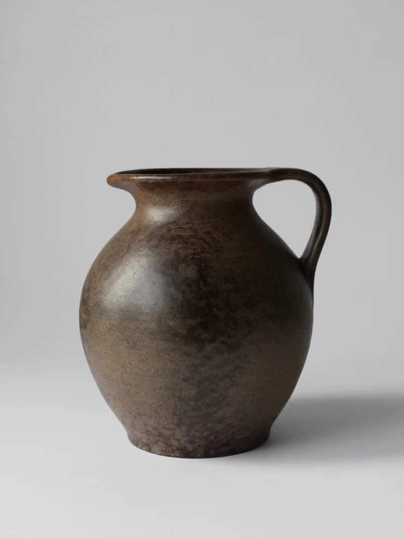 German "Fat Lava" Brown Matte Ceramic Jug