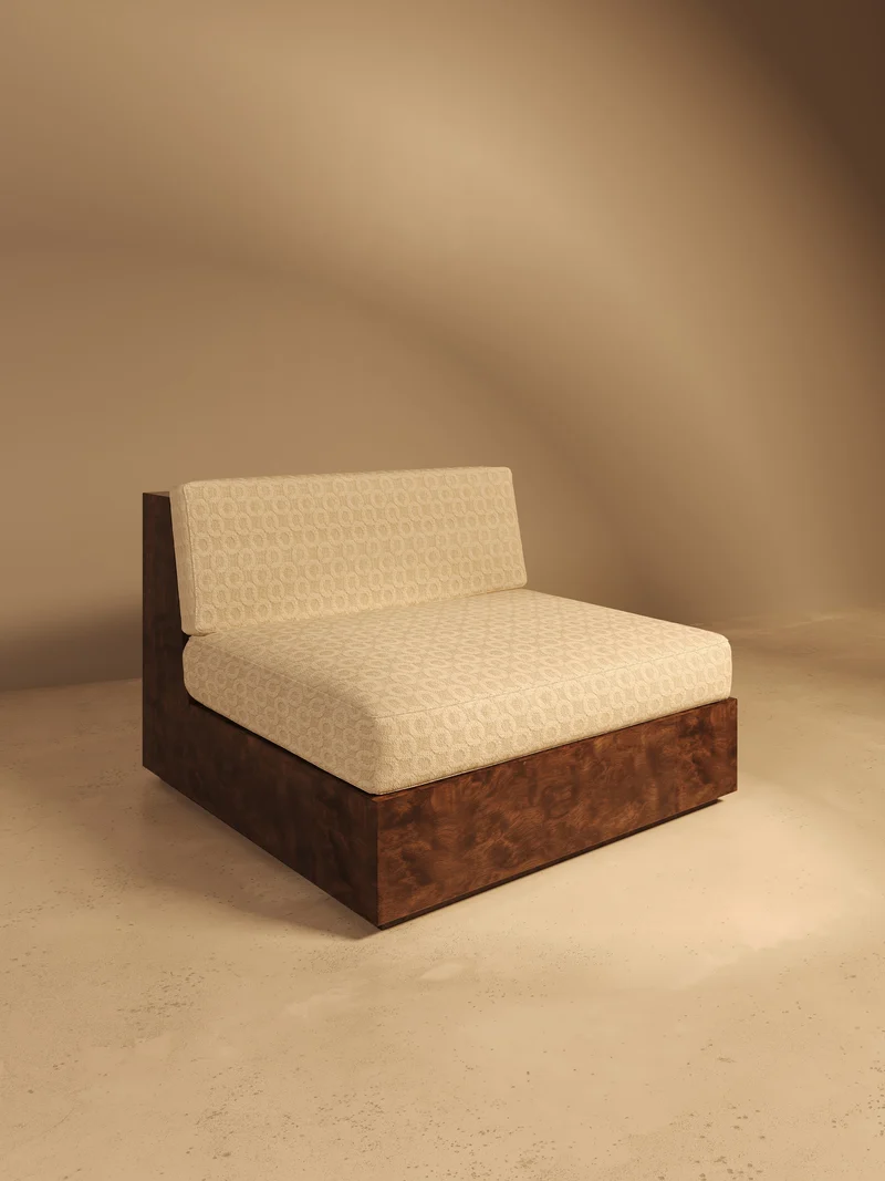 KAVA Collection I SOFA – Walnut Burl Finish, Dedar Upholstery
