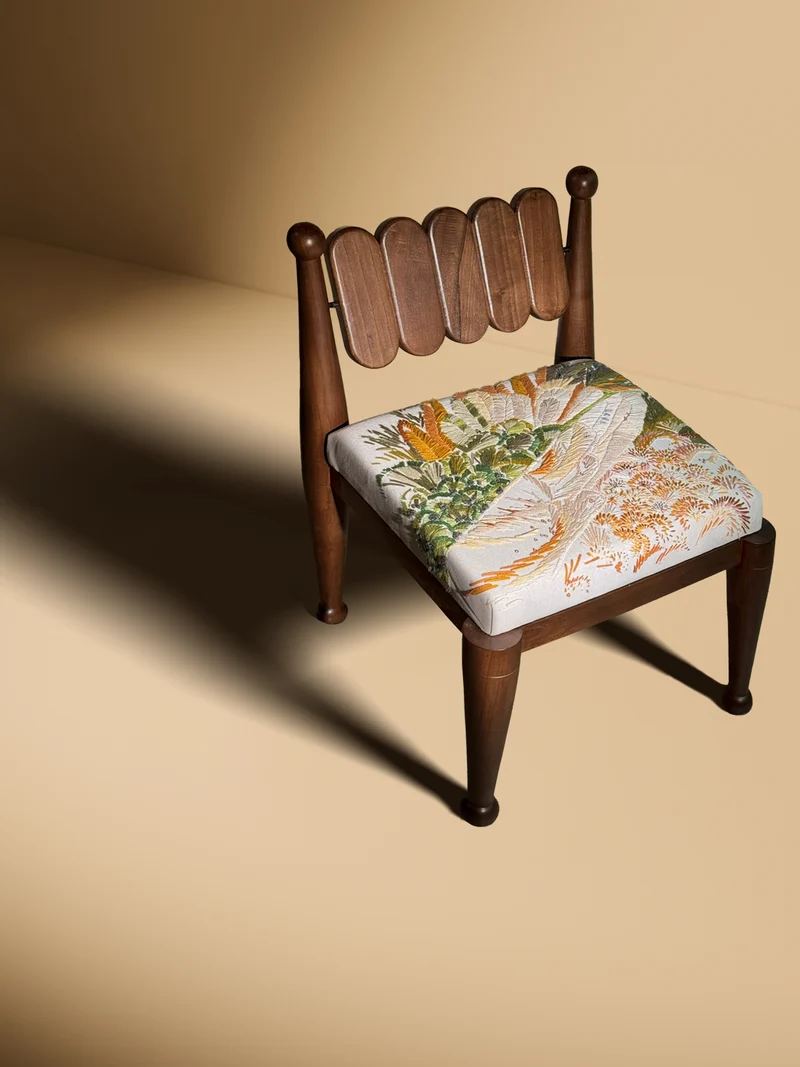 SIMORGH II – Solid Walnut with Hand-Embroidered Upholstery