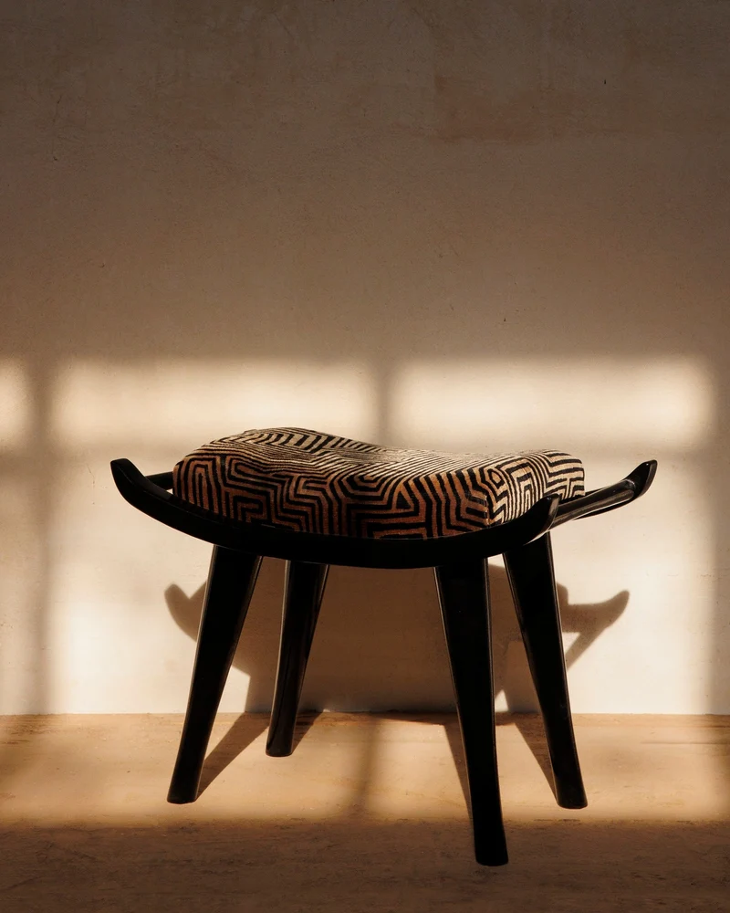 Pantera Chair Stool in Wood and DEDAR Fabric