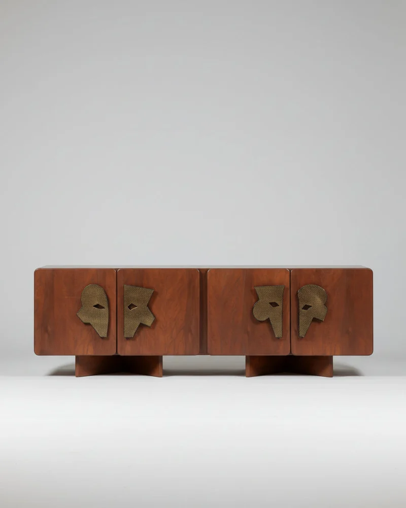 MA I Sideboard – Walnut Finish, Khatam Marquetry Credenza