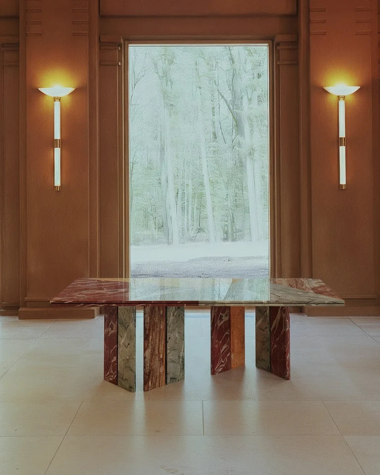 SARZAMIN – Marble, Onyx & Travertine Sculptural Dining Table