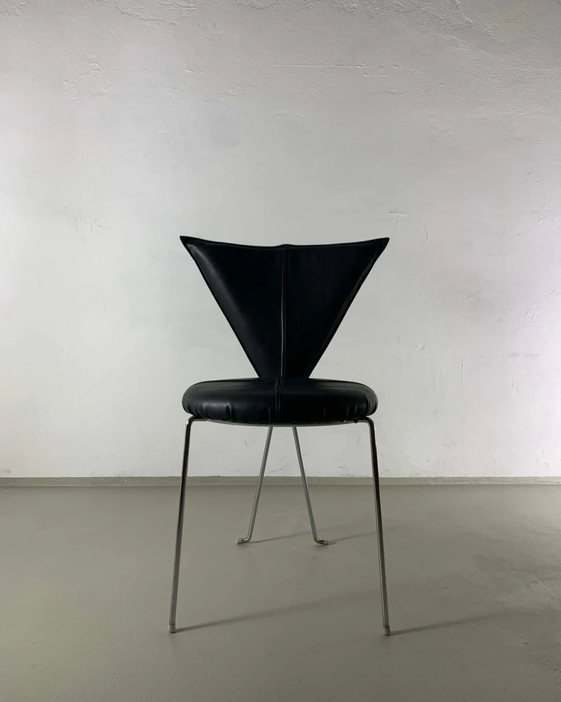 6 Black Leatherette Metal Chairs from Lubke | Germany | 1990s
