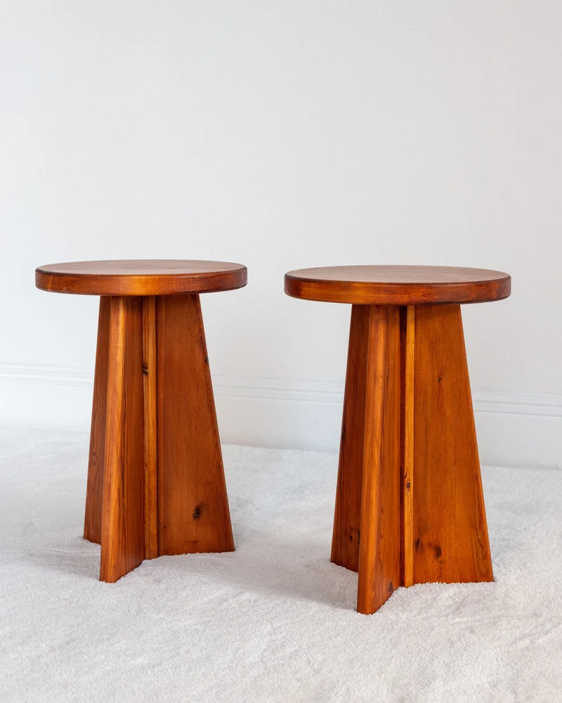 Pair of Vintage Swedish Pine Stools
