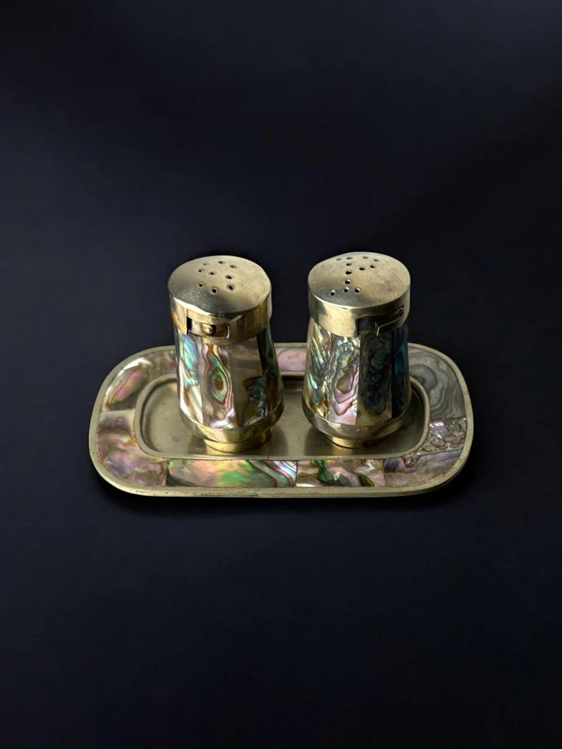 Abalone Shell Salt & Pepper Shakers, Mexico, 1970s