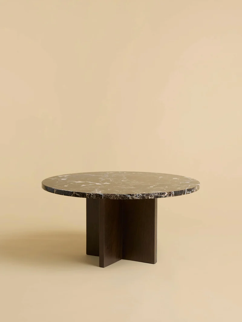Round Marble and Oak Coffee Table - TINIAN Series