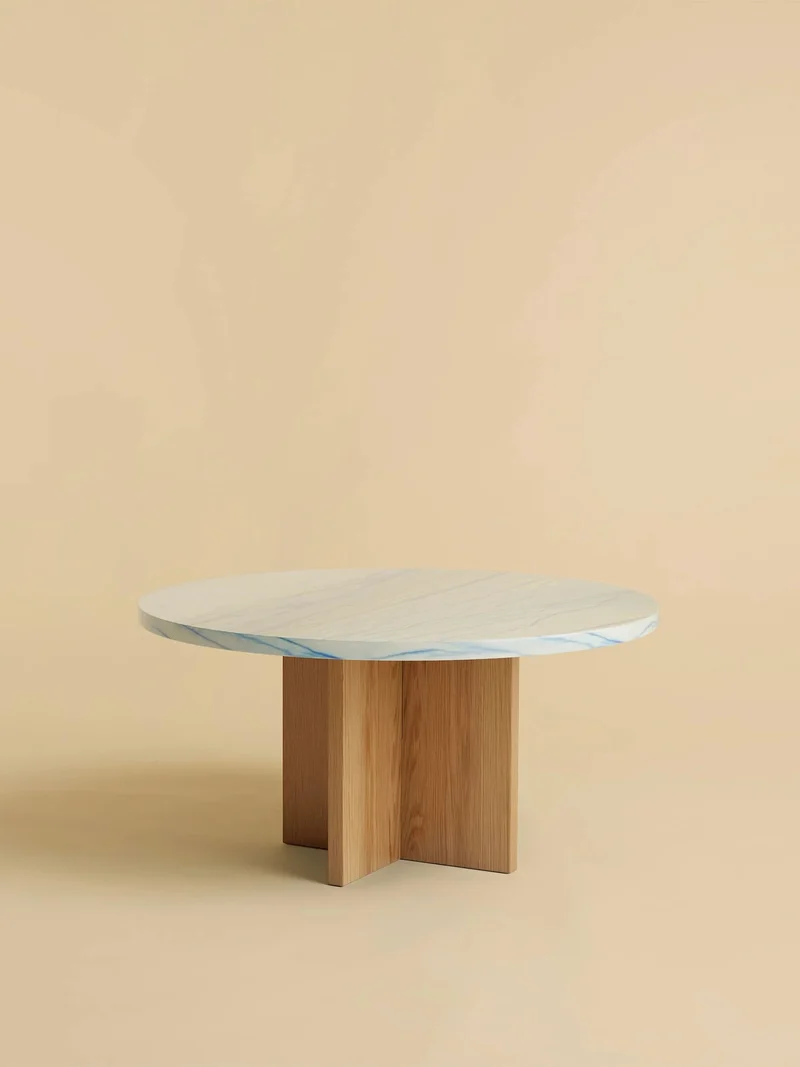 Round Marble and Oak Coffee Table - TINIAN Series