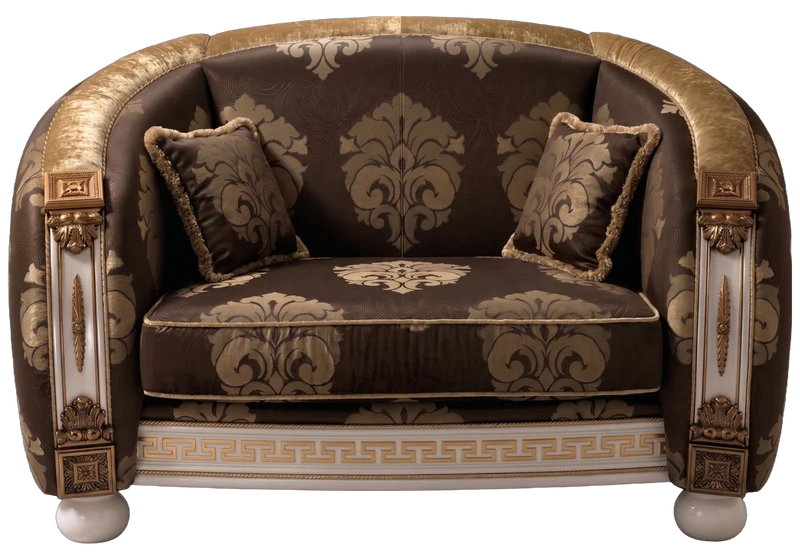 Fauteuil baroque italien marron et doré - Liberty