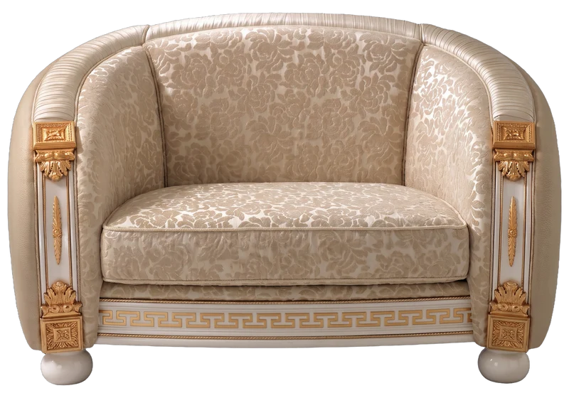 Fauteuil baroque italien beige et doré - Liberty