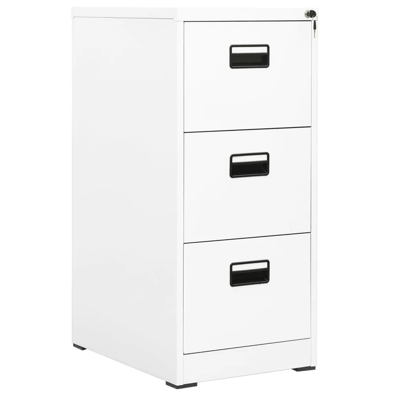 Caissons à tiroirs meuble de bureau armoire à dossiers 3 tiroirs 46 x 62 x 102,5 cm acier blanc DEC024520