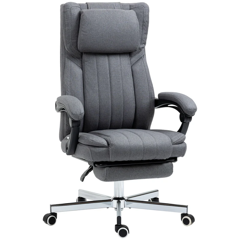 Chaise de bureau pivotante inclinable 65 x 61 x 105-113 cm assise réglable moderne avec roulettes en polyester gris foncé 21_0006234