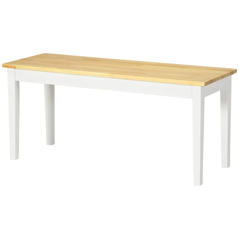 Banc 2 places entrée salon 102 x 36 x 45 cm assise patins antidérapants style épuré contemporain finitions en bois blanc 21_0002661