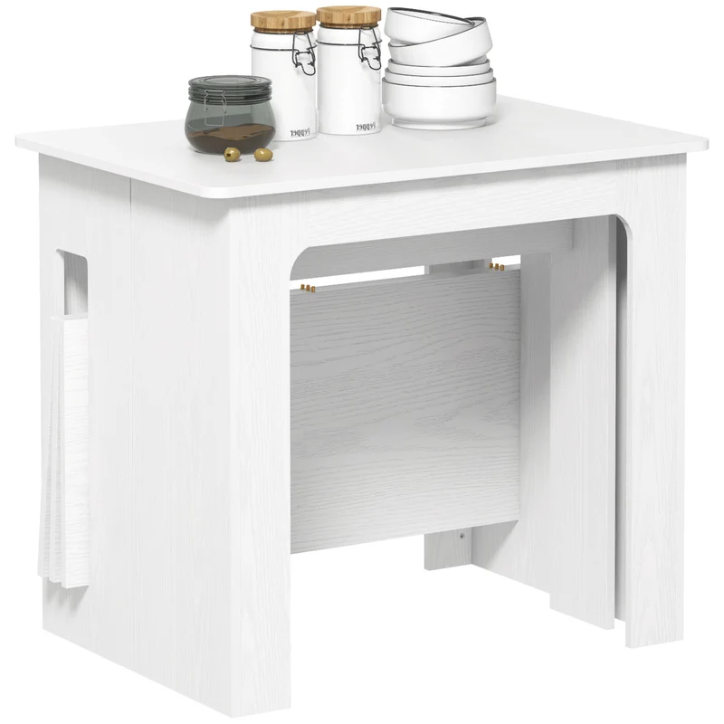 Table pliante extensible 180 x 85 x 75 cm 6 personnes pour petits espaces style moderne en panneau de particules blanc 21_0002283